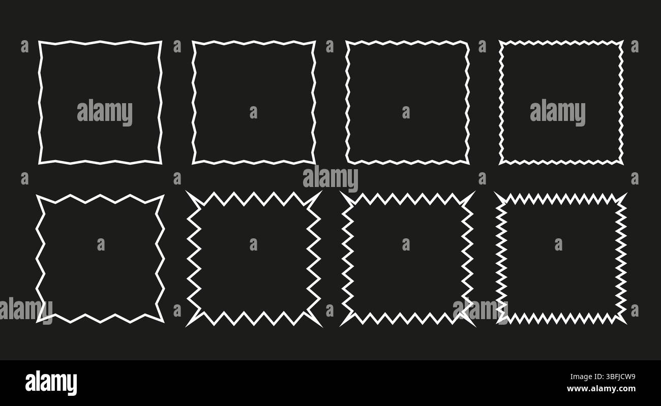 Quadratischer Linienrahmen mit wellenförmiger Kante. Stock Vektor