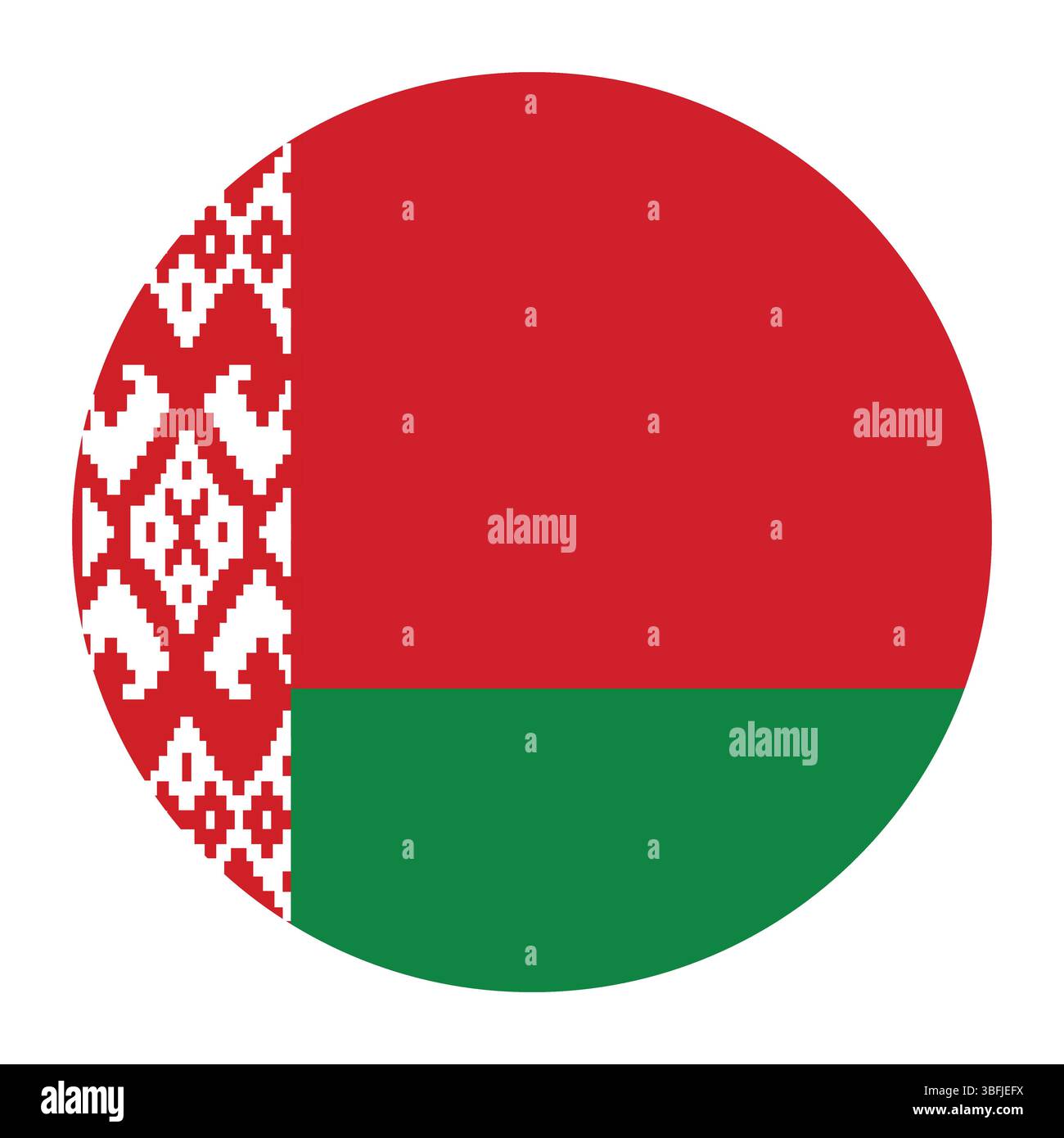 Flagge von Belarus. Weißrussland Kreisflagge Logo Symbol Computer Vektor Illustration Design. Stock Vektor