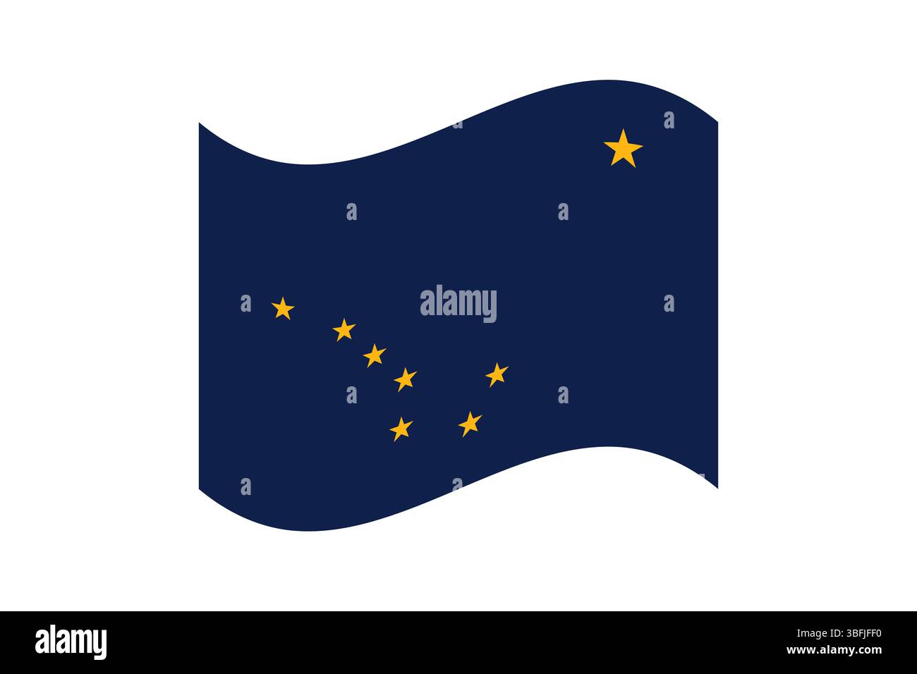 Flagge von Alaska. Alaska wellige Flagge digitale Vektor-Illustration. Flatterfahne. Stock Vektor