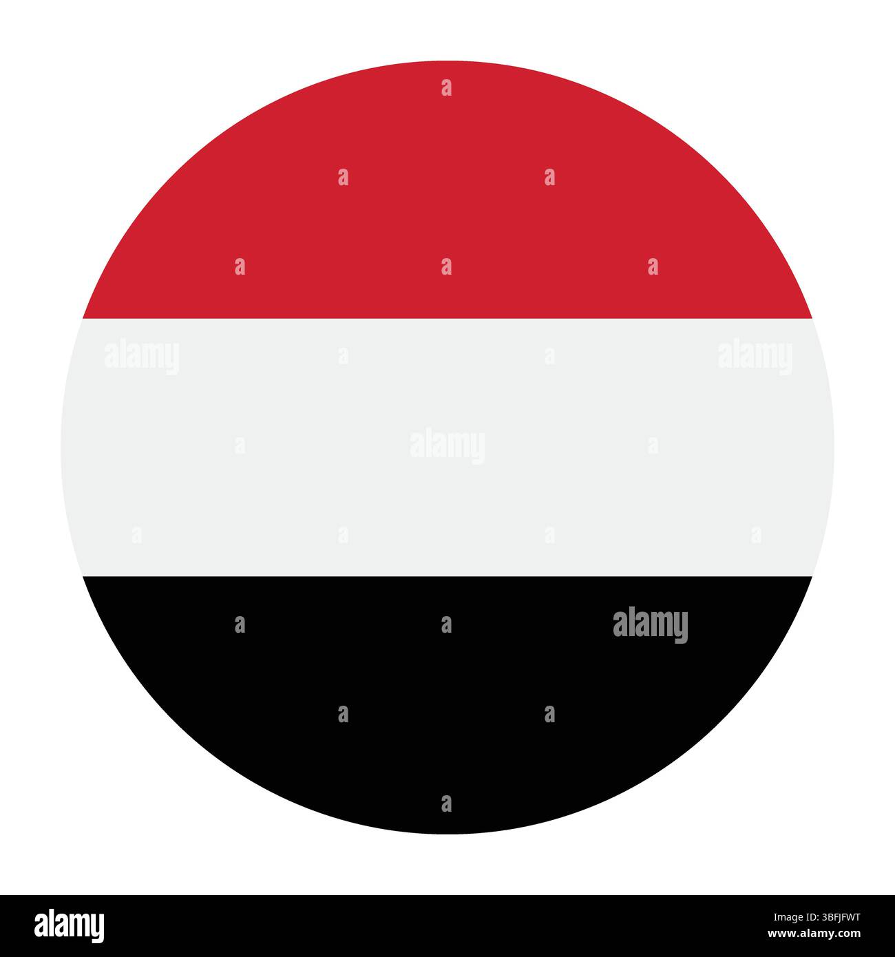 Flagge des Jemen. Jemen Kreisflagge Logo Symbol Computer Vektor Illustration Design. Stock Vektor