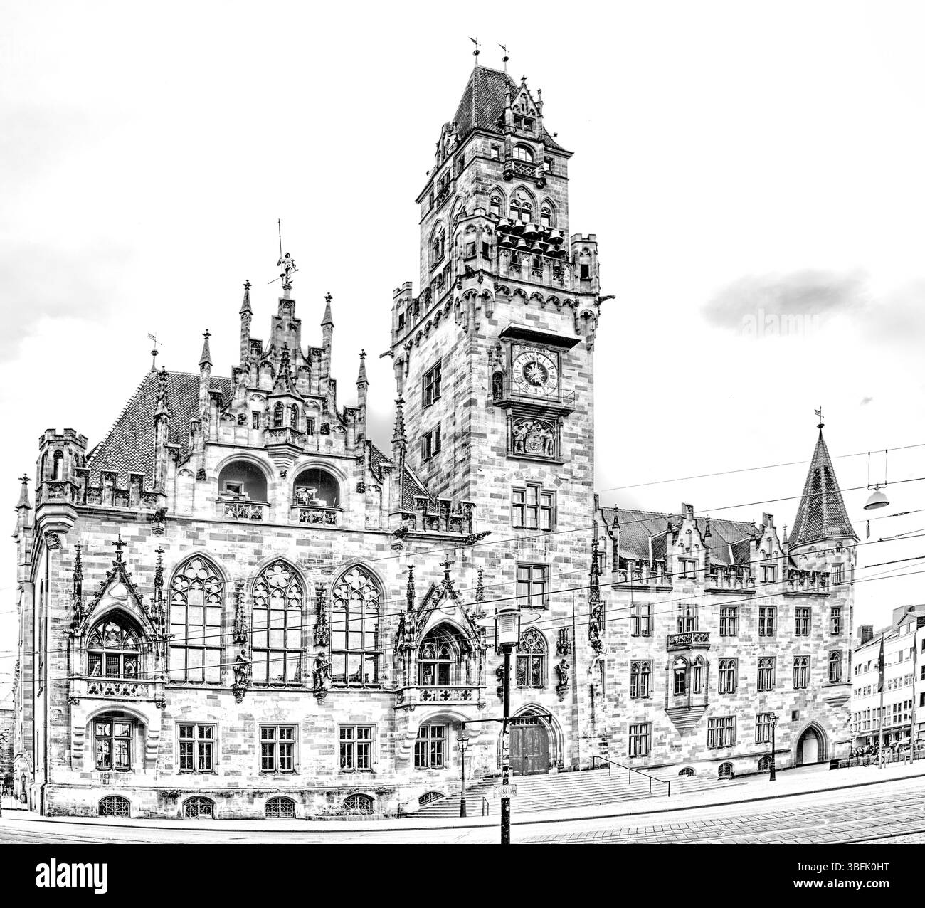 Saarbrücken Saarbrücken in Deutschland Rathaus St. Johann in Schwarz-weiß Stockfoto