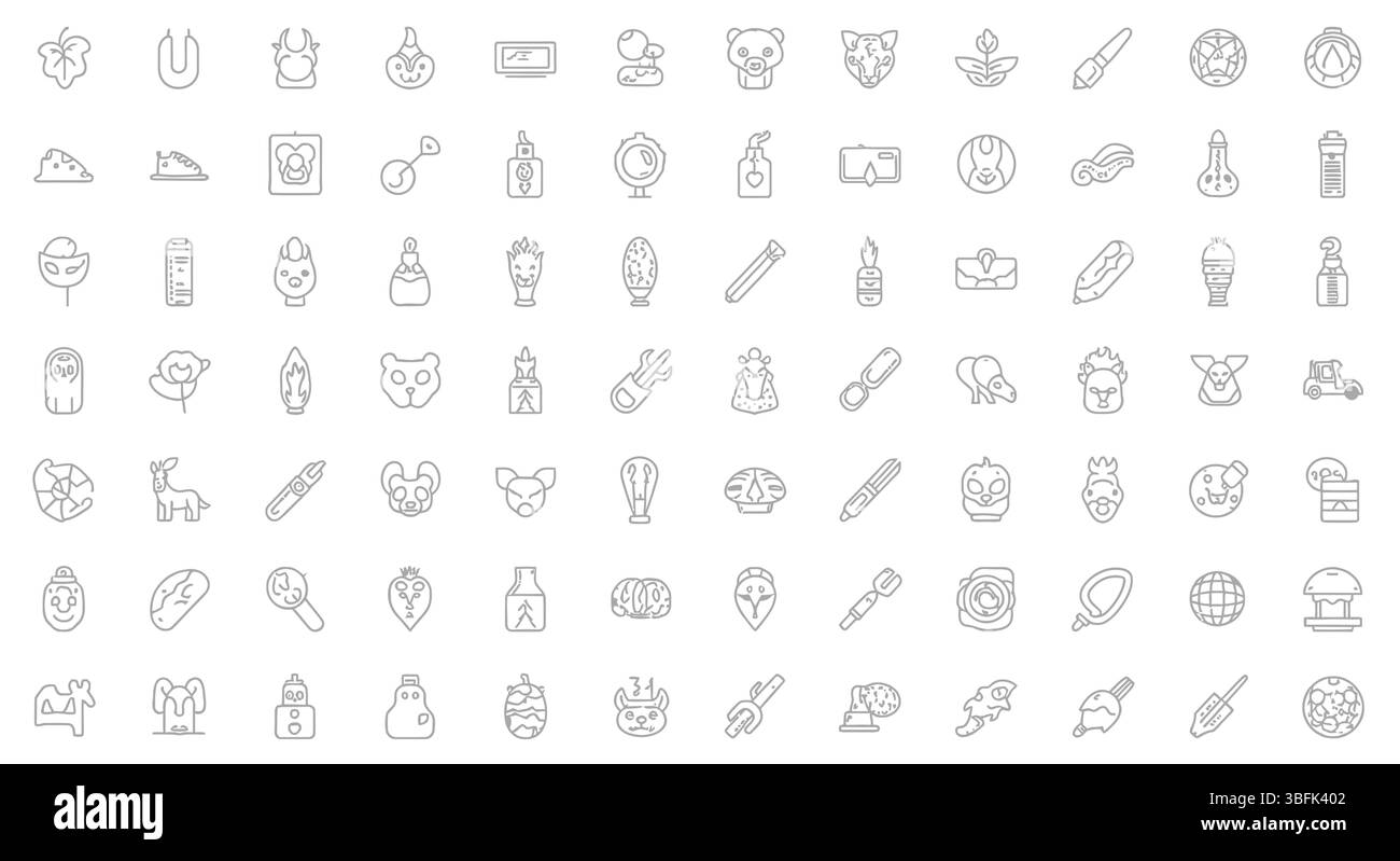 Symbole für Tiere – Symbole für Wildtiere, Haustiere, Natur und Tierreich Stock Vektor