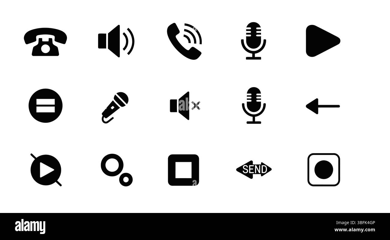 Kommunikationssymbolsatz – Chat-, Nachrichten-, Anruf- und Verbindungssymbole Stock Vektor
