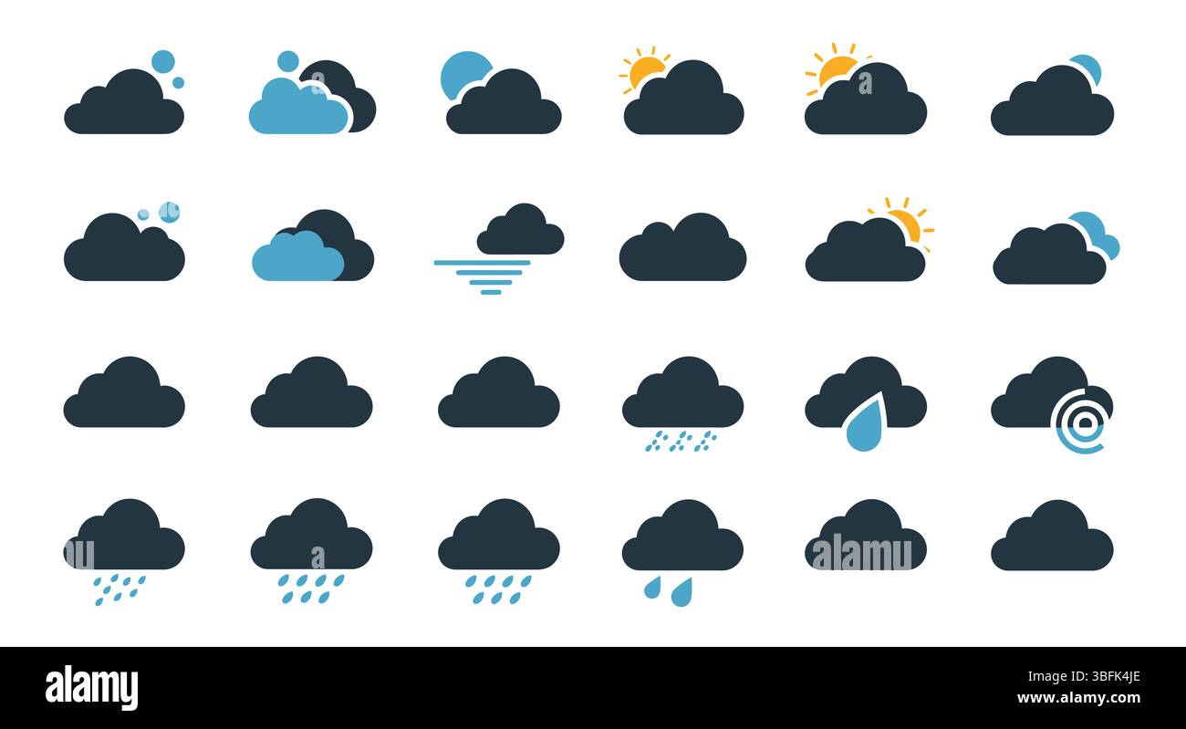 Cloud-Symbolsatz – Speicher-, Computing-, Upload- und Netzwerksymbole Stock Vektor