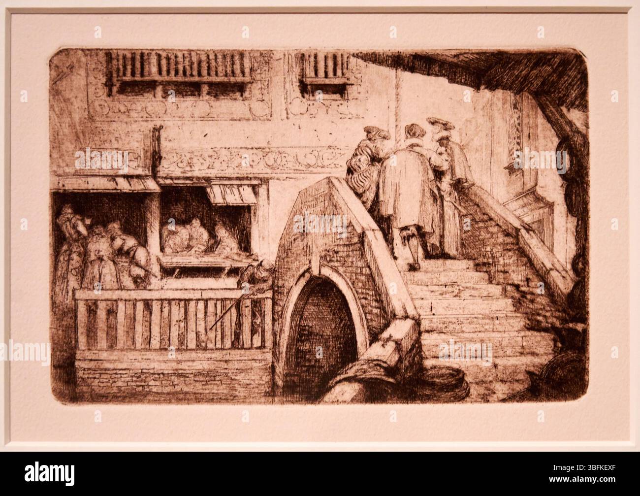 The Merchant of Venice, Ausgabe 1990, Mariano Fortuny y Madrazo (Granada, 1871-Venecia, 1949), Ätzen, Aquatint, Trockenpunkt und Roulette auf Papier, Ausstellung Proust und die Künste, Thyssen-Bornemisza Nationalmuseum, Madrid, Spanien. Stockfoto