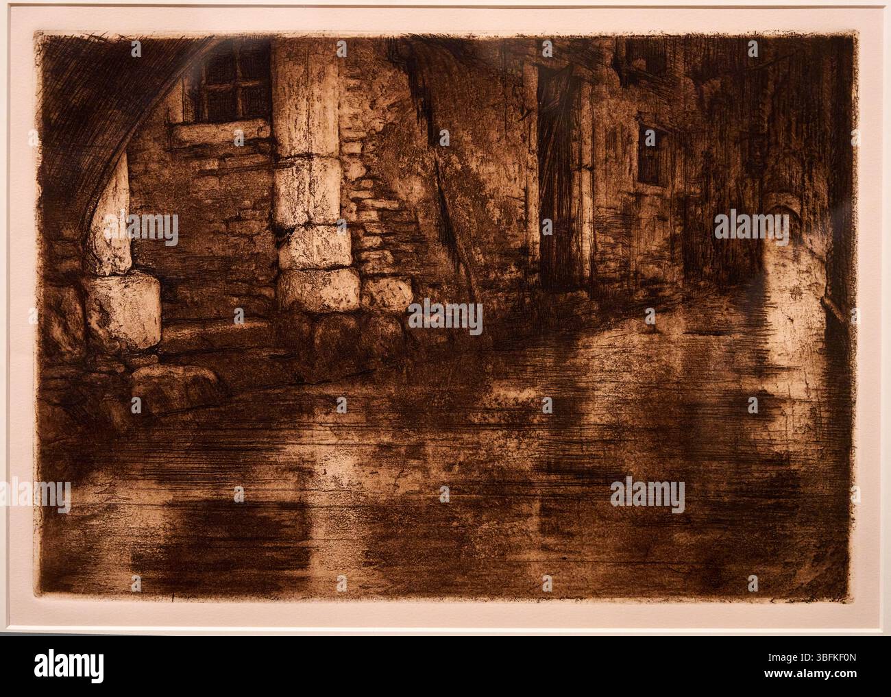 Venedig, großer Fluss, Ausgabe 1990, Mariano Fortuny y Madrazo (Granada, 1871-Venecia, 1949), Ätzen, Aquatint, Trockenpunkt und Roulette auf Papier, Ausstellung Proust und die Künste, Thyssen-Bornemisza Nationalmuseum, Madrid, Spanien. Stockfoto