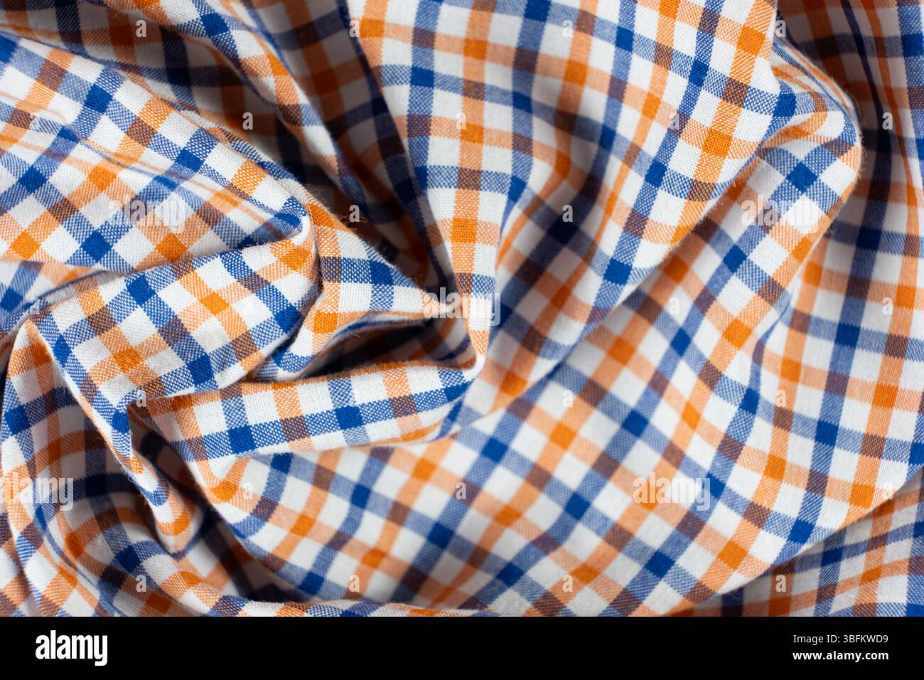 Makrostruktur eines Gewebes, das zu 100 % aus Baumwolle besteht. Stockfoto