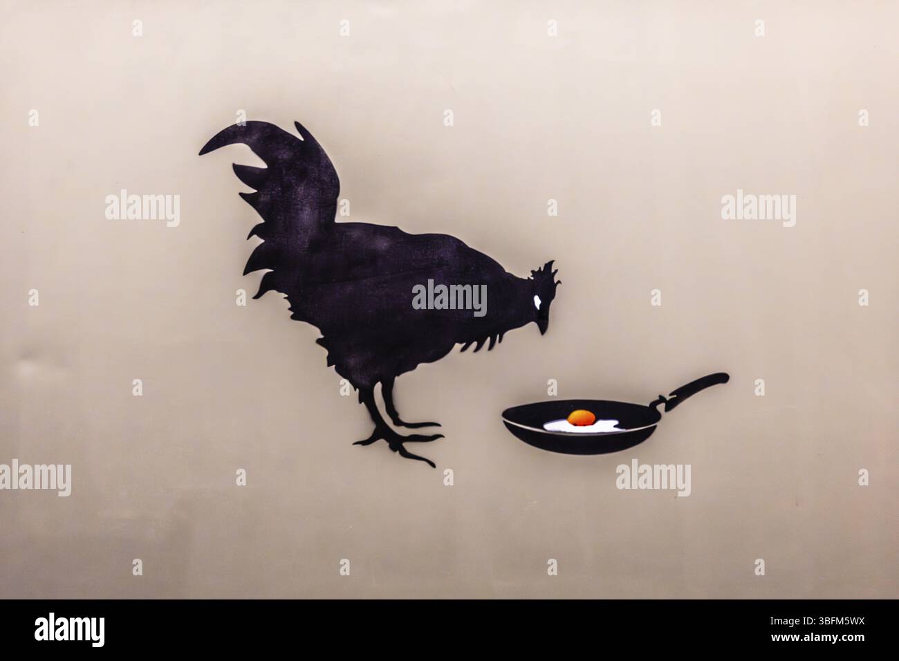 Banksy - Hühnchen und Ei, Ausstellung The World of Banksy Stockfoto