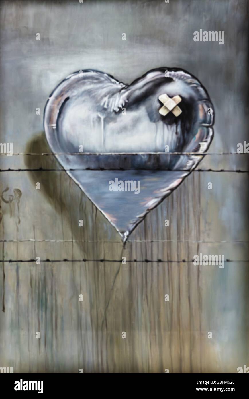 Banksy - Love Hurts, 2017, Ausstellung The World of Banksy Stockfoto