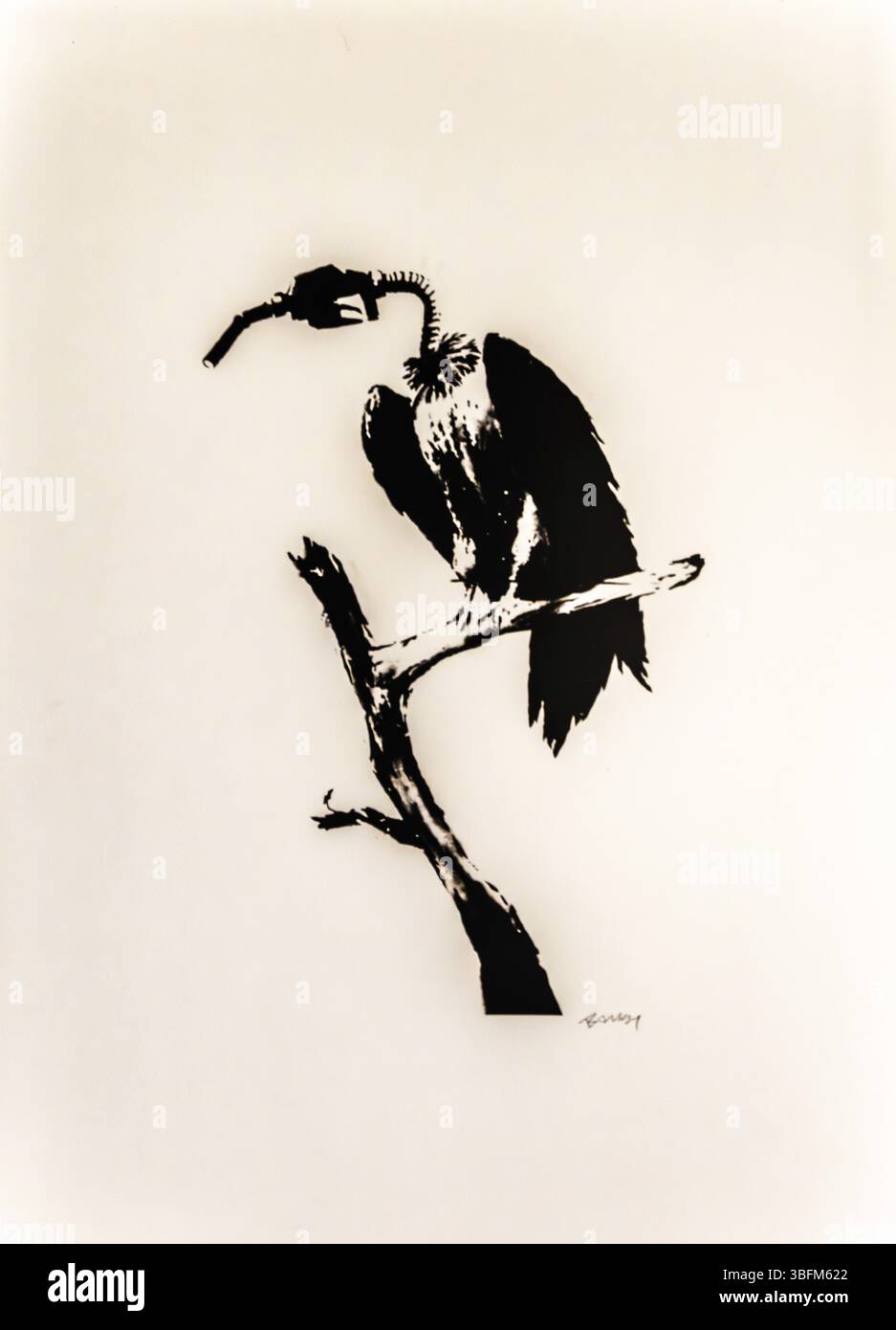 Banksy - Benzinkopfgeier, Symbol der ökologischen Zerstörung, Ausstellung The World of Banksy Stockfoto