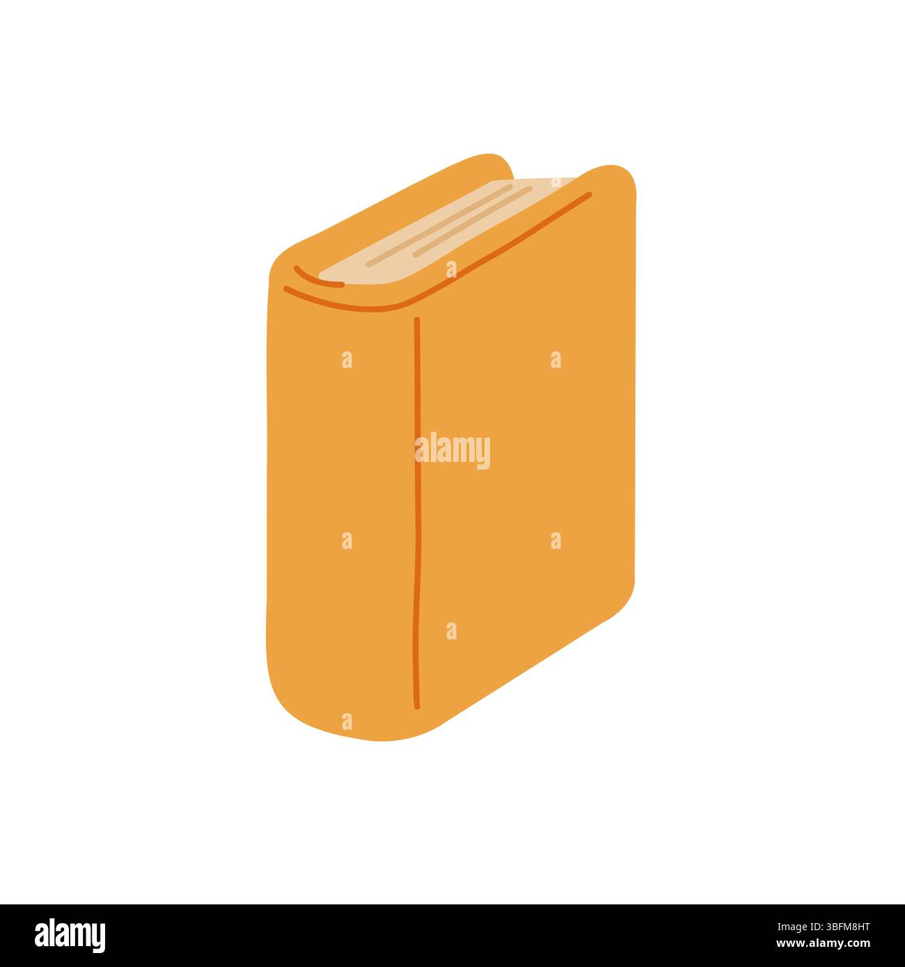 Gelbes Buch Illustrationsvektor. Minimalistisches Design eines Standbuches, perfekt für Lehrveranstaltungen und Bibliotheksthemen. Ideal für E-Learning und akademische Anwendungen Stock Vektor