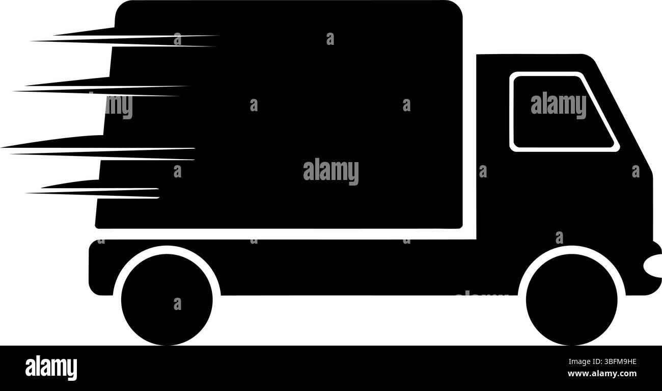 Silhouette Des Schnellen Lieferwagens – Symbol Für Transporter Und Logistik Stock Vektor