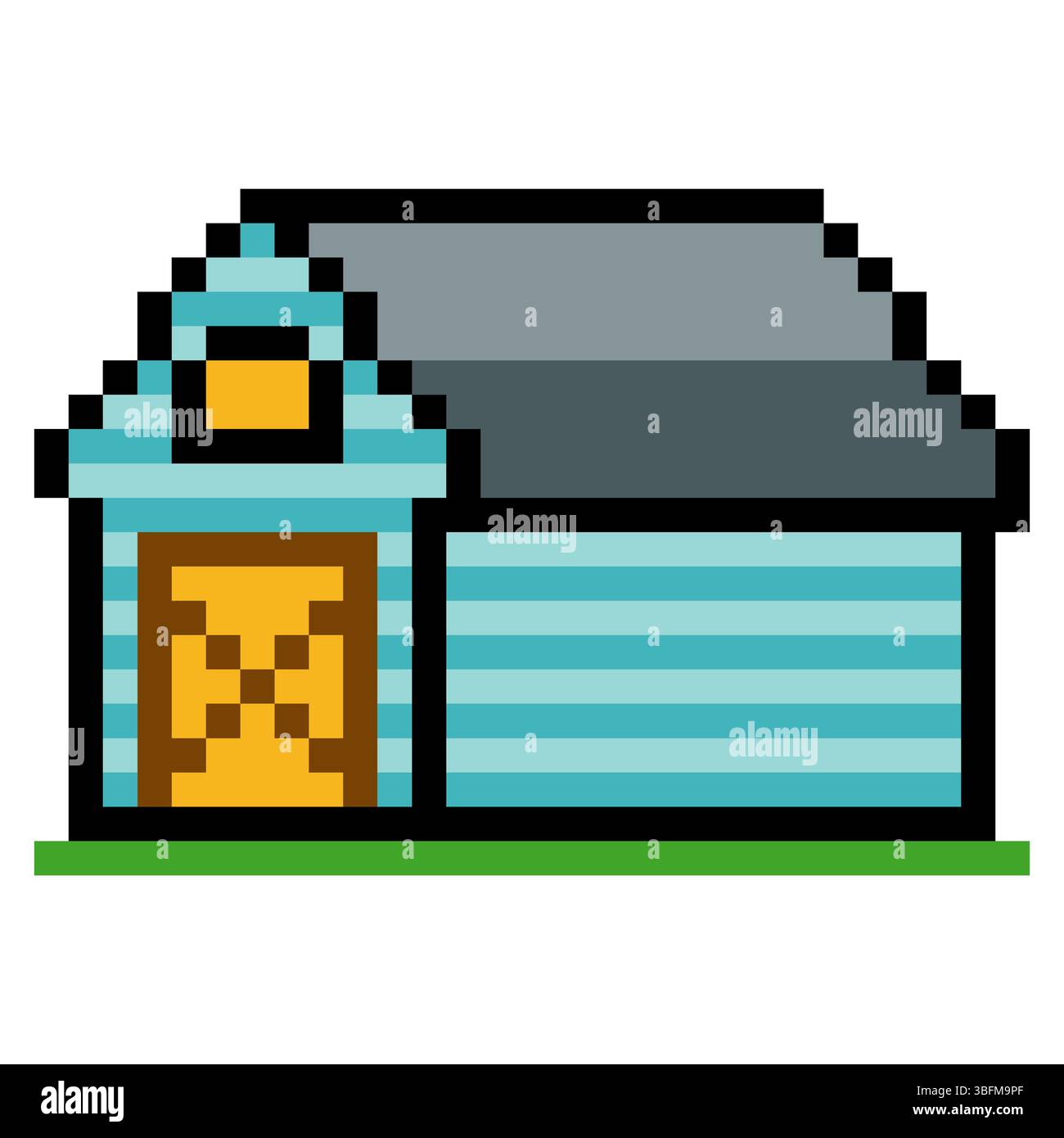 Bauernscheune im Pixel-Art-Stil Stock Vektor