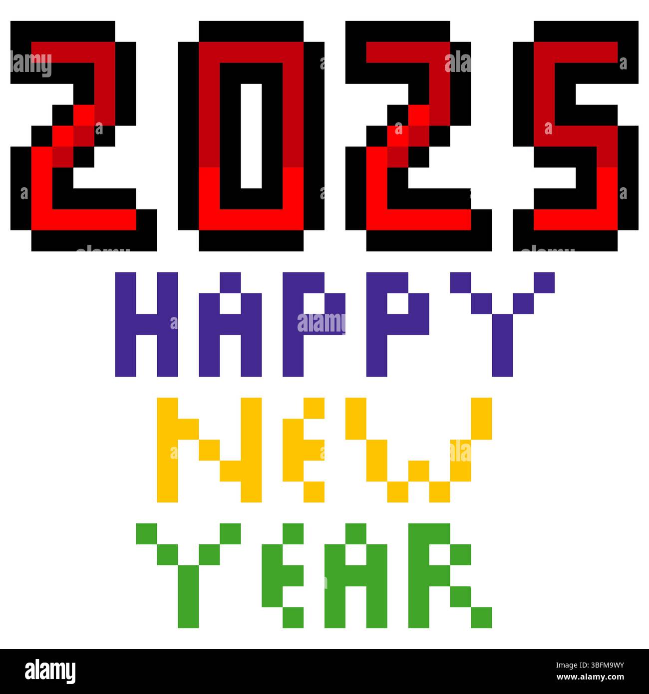 Pixel Art Happy New Year 2025 for New Year. Stock Vektor