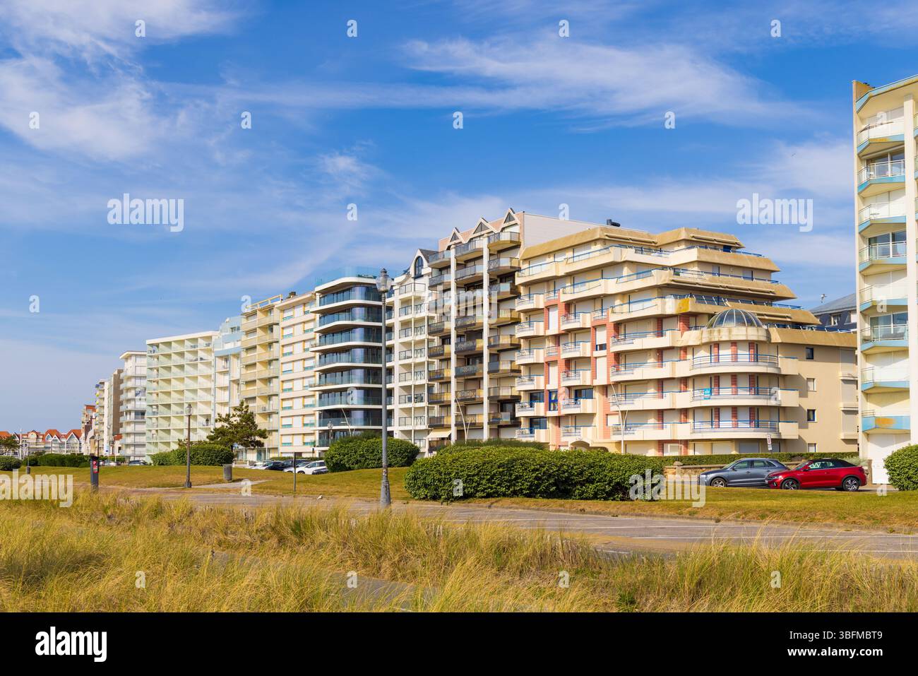 Ferienwohnung mit Blick auf den Strand in Le Touquet Paris Plage, Frankreich. Stockfoto
