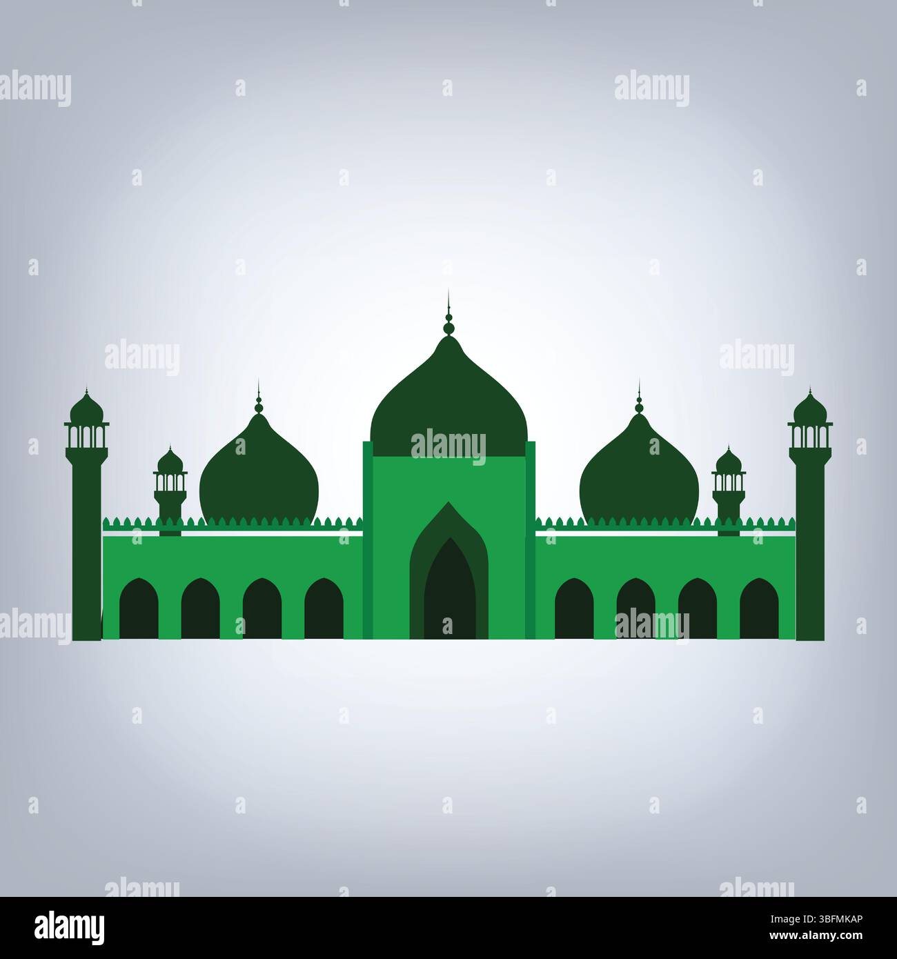 Die Badshahi Moschee Architektur und Kuppeln der Moschee in grüner Farbe mit abstraktem Hintergrund Stock Vektor