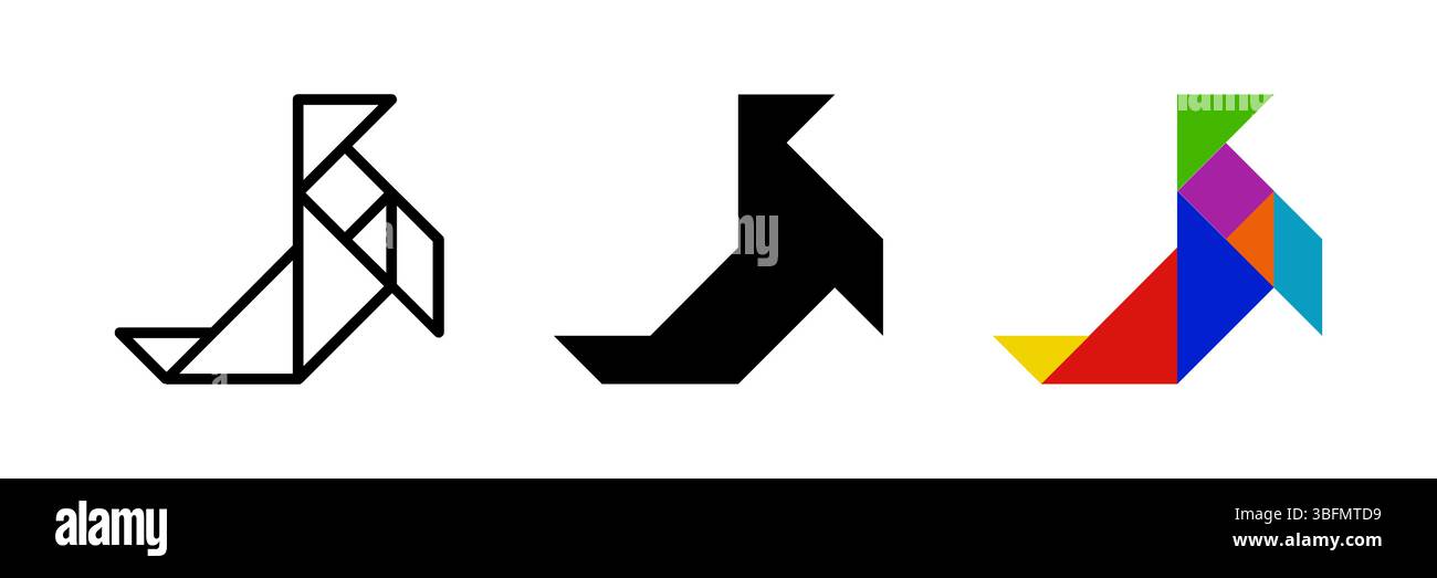 Seelöwen-Tangram-Symbol. Ideal für Wasser- oder Puzzle-Designs. Stock Vektor