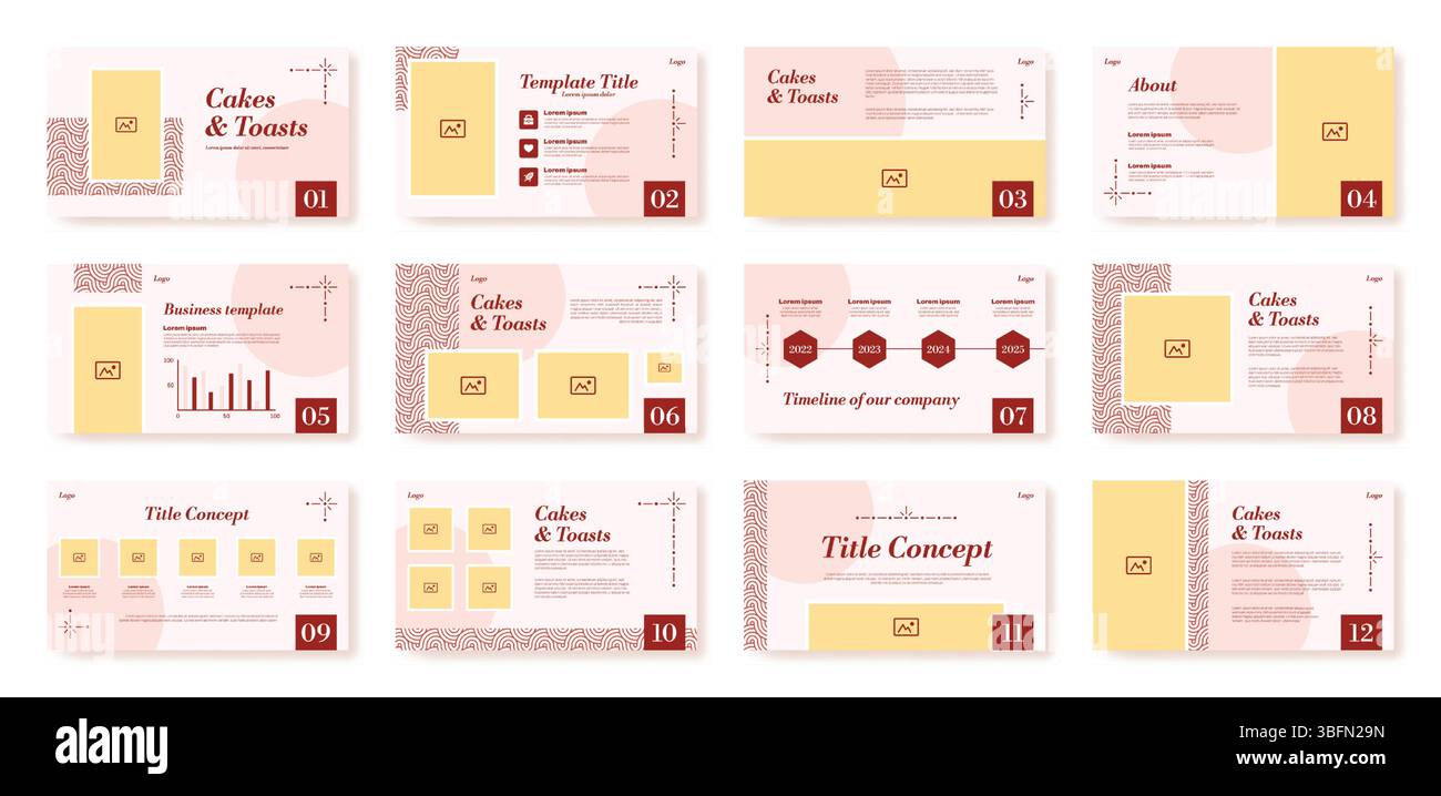 PPT-Präsentation. Folie zum Unternehmensprofil. Layout der Unternehmensbroschüre oder Geschäftsabdeckung für PowerPoint. Einfaches Prospekt. Projektseite mit Text und Infografik. Vektorbanner Design-Vorlagen-Set Stock Vektor