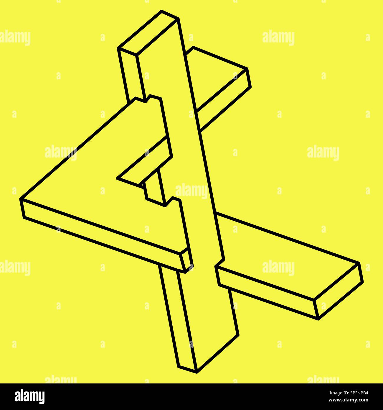 Optische Täuschungsformen. Unmögliche Objekte. Optische Kunstfiguren. Liniengrafik. Geometrie. Stock Vektor