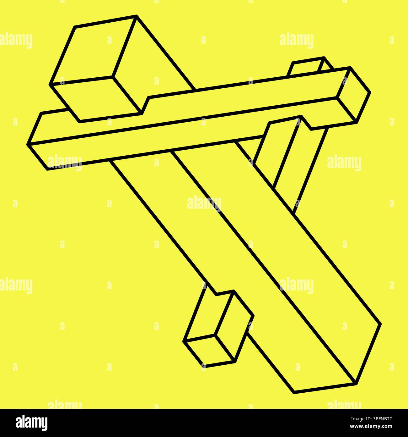 Unmögliche Formen. Heilige Geometrie. Optische Illusionsfigur. Abstraktes ewiges geometrisches Objekt. Unmögliche endliche Konturform. Optische Kunst Stock Vektor