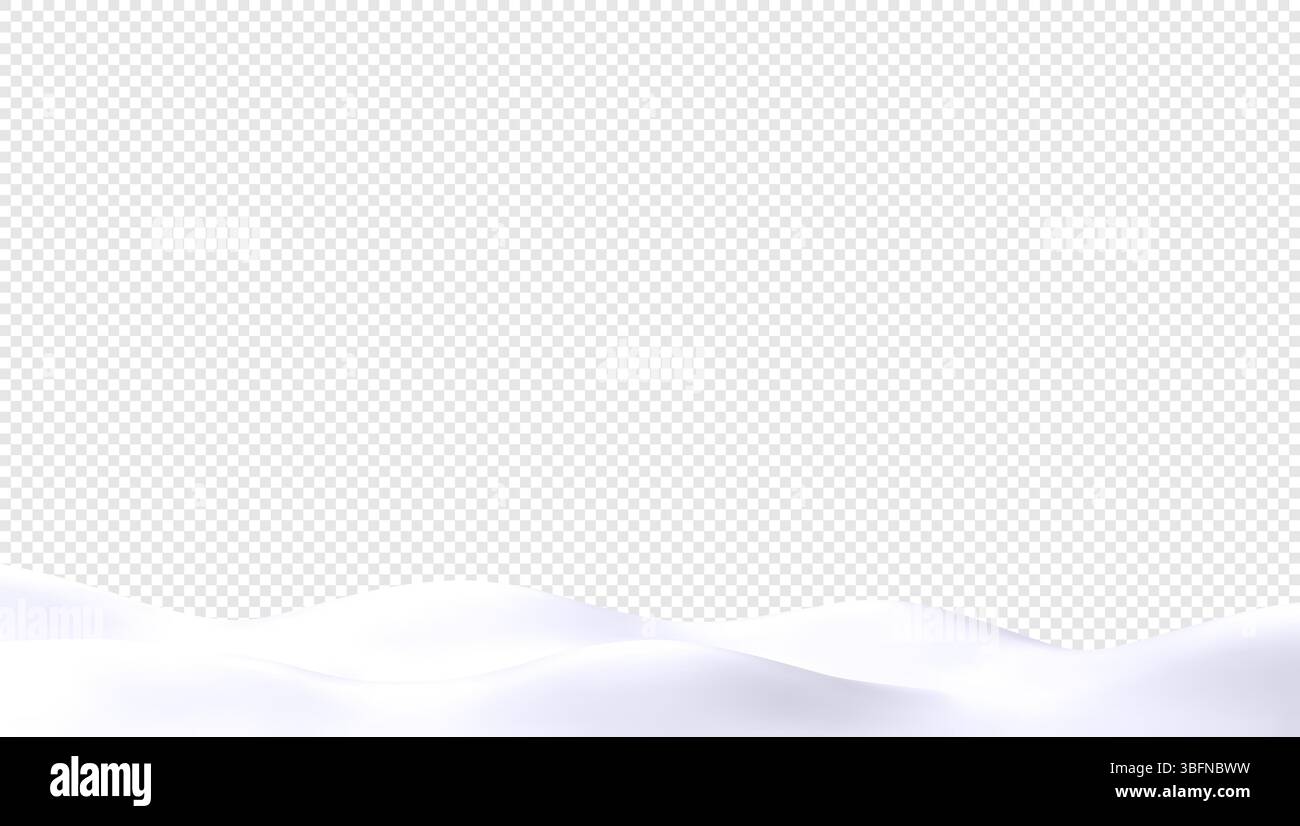 3D-Vektor-Schneeschwankungen auf einem transparenten Hintergrund, geeignet für Winter- oder Weihnachtsmotive. Minimalistische Winterlandschaft Stock Vektor