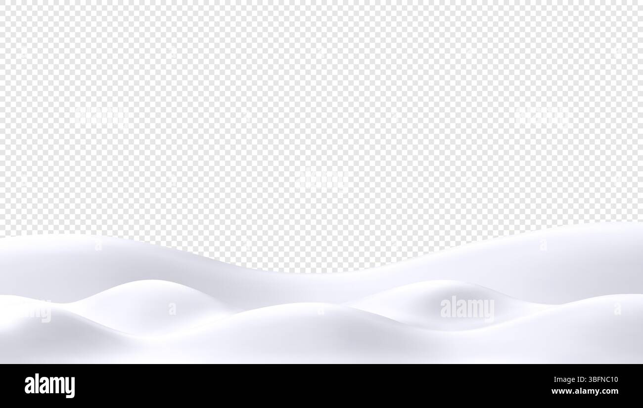 Weiße schneebedeckte Hügel mit transparentem Hintergrund, geeignet für Winter- oder Weihnachtsmotive. 3D-Vektor-Winterlandschaft Stock Vektor