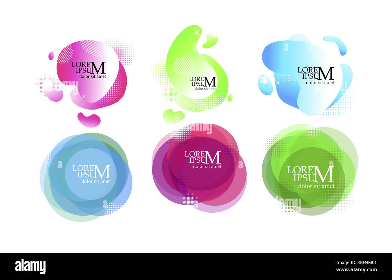 Isoliertes Set mit groovigen Retro-Formen. Abstrakte Figuren im Pop-Art-Stil, funky geometrische Hippie-Elemente, Retro-Embleme für das Poster-Logo. Hand Stock Vektor