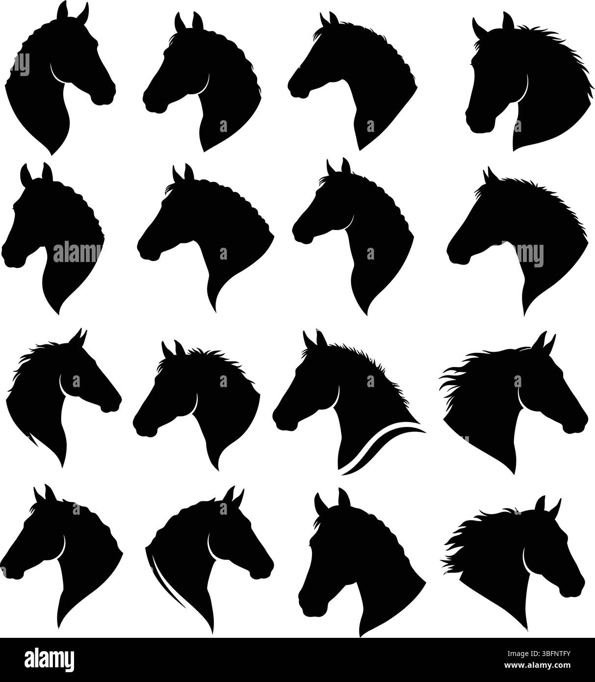 Pferdekopf Silhouette Vektor-Kollektion - Pferdetier-Porträt-Designs Stock Vektor