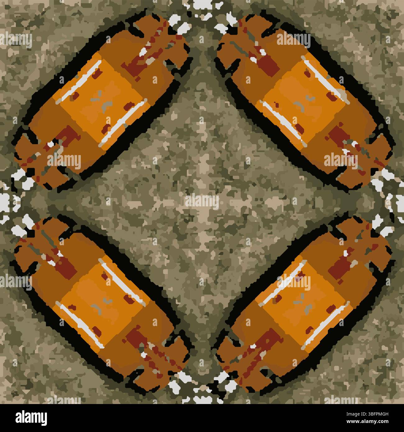 Braunes Orangefarbenes Camouflage-Vektormuster Stock Vektor