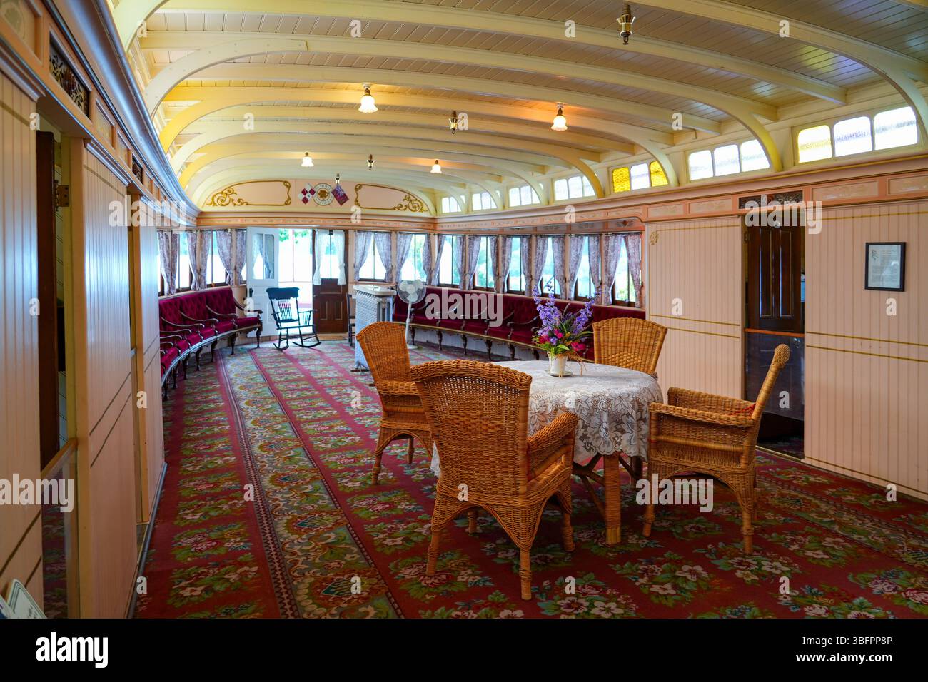 Damensalon des SS Moyie Raddampfers in Kaslo am Westufer des Kootenay Lake in British Columbia, Kanada Stockfoto