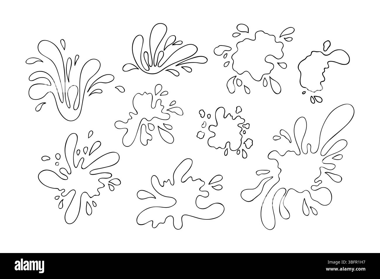 Vektor-Illustration mit einer Sammlung abstrakter linearer Tintenflecken und Spritzer, gezeichnet in einem minimalen handgezeichneten Stil. Perfekt für kreatives Design Stock Vektor