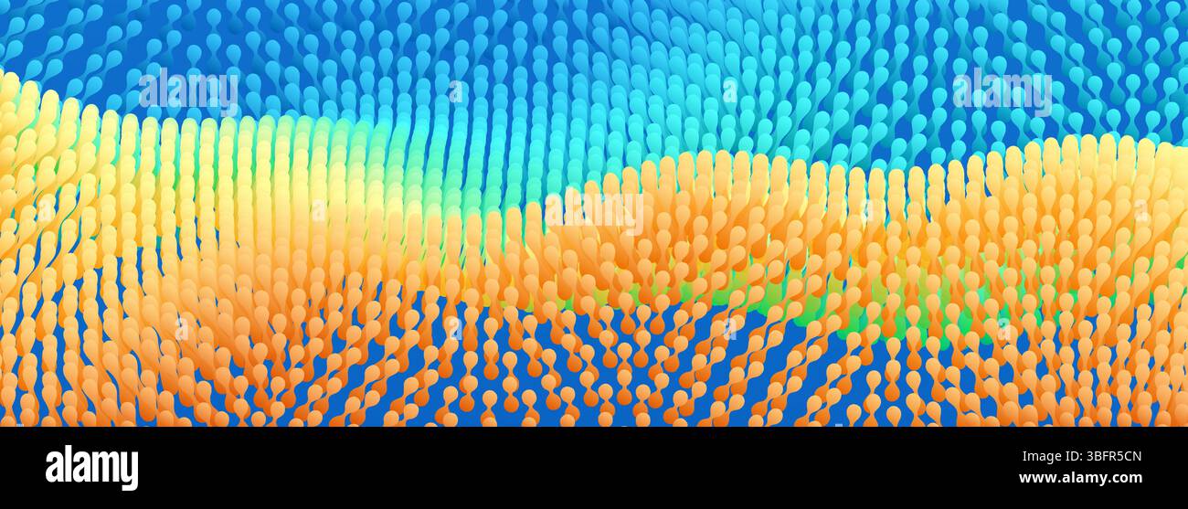 Wellige Oberfläche mit dynamischem Effekt. Molekularer abstrakter Hintergrund. Zellschicht. 3d-Vektorgrafik für Wissenschaft oder Medizin. Stock Vektor