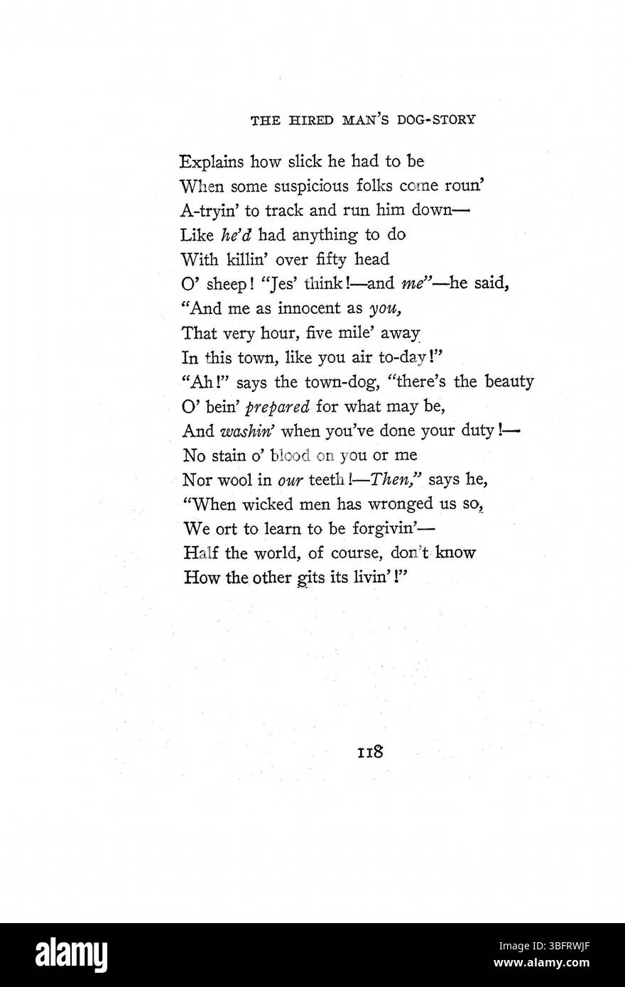 Seite 133 der 1907 erschienenen Publikation „Morning“ enthält literarische oder poetische Inhalte, die Themen des frühen 20. Jahrhunderts widerspiegeln. Stockfoto