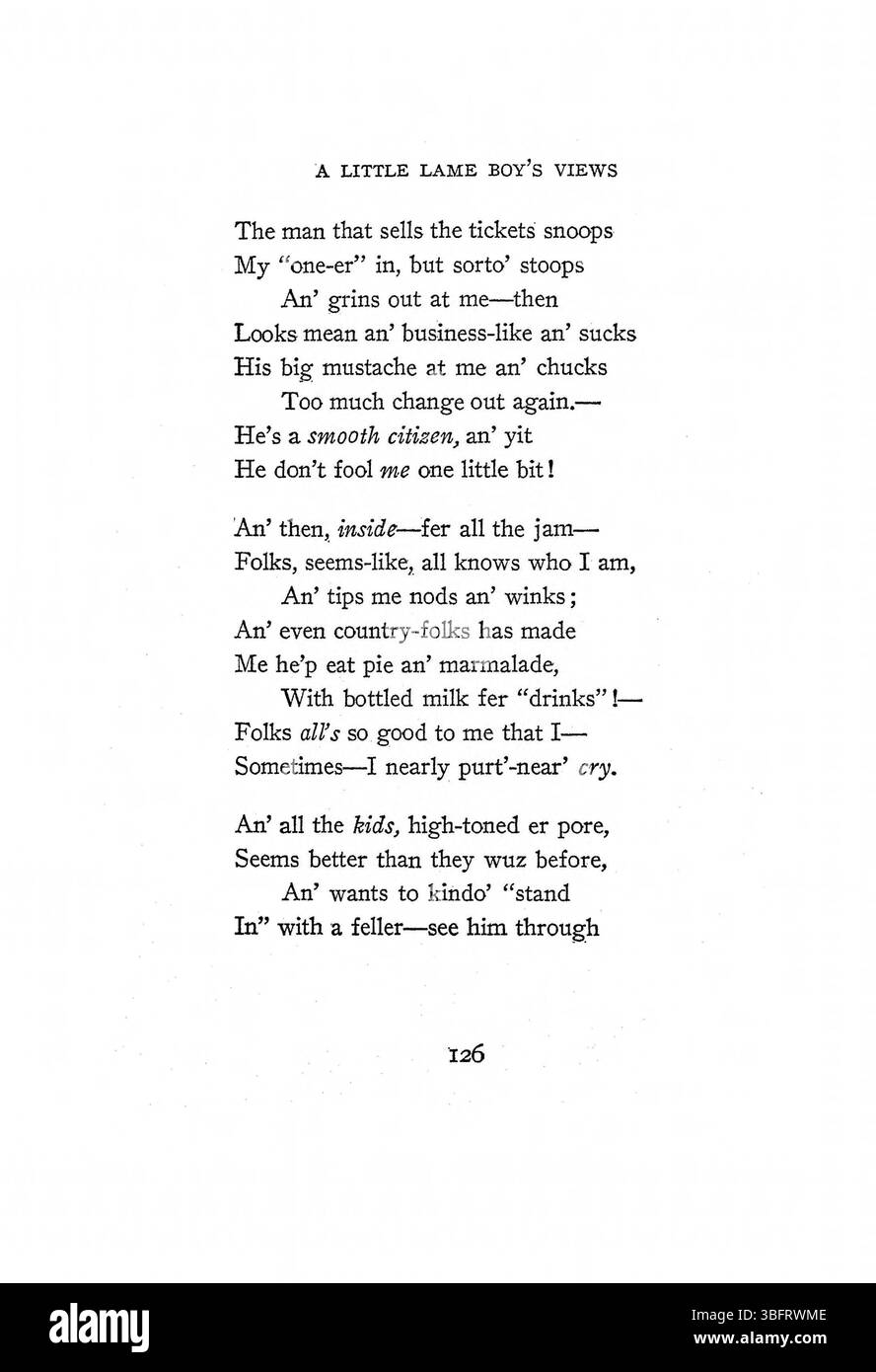 Seite 141 in „Morning“ stellt eine Fortsetzung der erzählerischen oder poetischen Schrift im gleichen literarischen Ton dar. Stockfoto