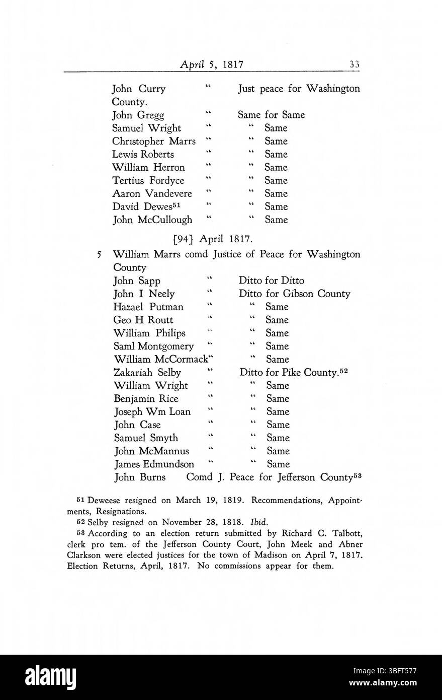 Seite 47 des Exekutivverfahrens des Bundesstaates Indiana 1816-1836 zeigt wichtige politische Aktionen und Regierungsentscheidungen in den frühen Jahren Indianas auf. Dieser Abschnitt des Dokuments bietet einen wertvollen historischen Überblick über gesetzgeberische und exekutive Funktionen. Stockfoto