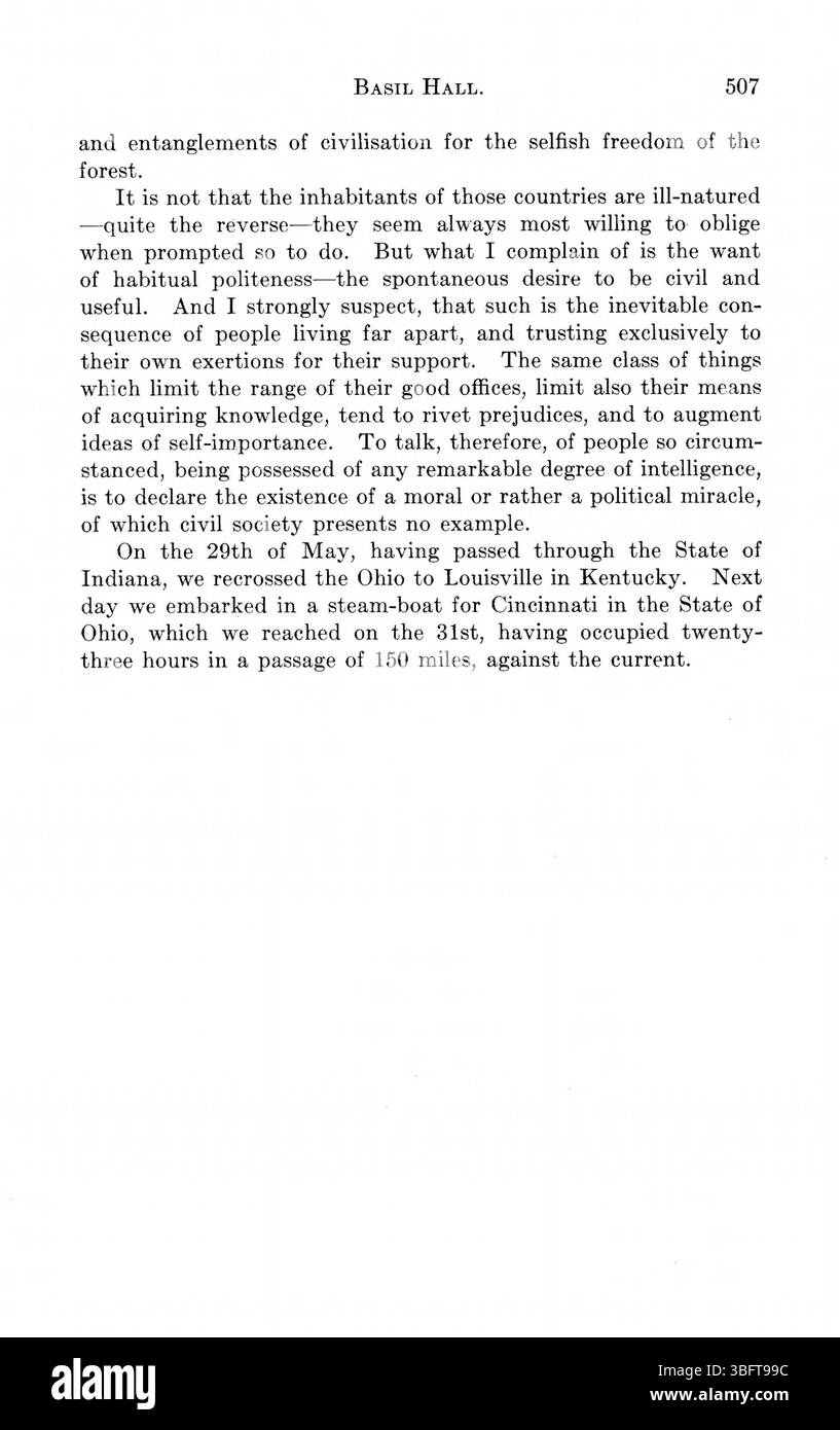 Diese 1916 erschienene Publikation versammelt verschiedene Reiseschriften aus dem 18. Und 19. Jahrhundert, die Indianas Landschaft und die größeren westlichen Gebiete dokumentieren. Zu den Autoren gehören Hutchins, Imlay und Volney. Die Schriften behandeln Themen wie Boden, Klima und Geographie der Region und liefern ein frühes Bild des Landes vor bedeutender Besiedlung sowie die Naturgeschichte und Geographie der amerikanischen Grenze. Stockfoto