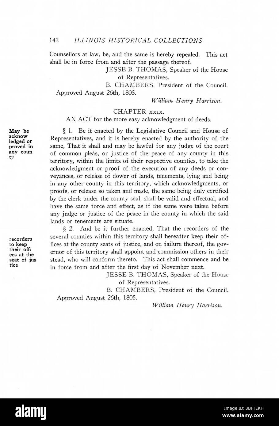 Seite 439 der Gesetze des Indiana Territoriums von 1801-1809 mit bibliographischen Referenzen und Index. Herausgegeben von Francis S. Philbrick und nachgedruckt mit zusätzlichem Material aus Indiana vom Historical Bureau der Indiana Library and Historical Department. Stockfoto