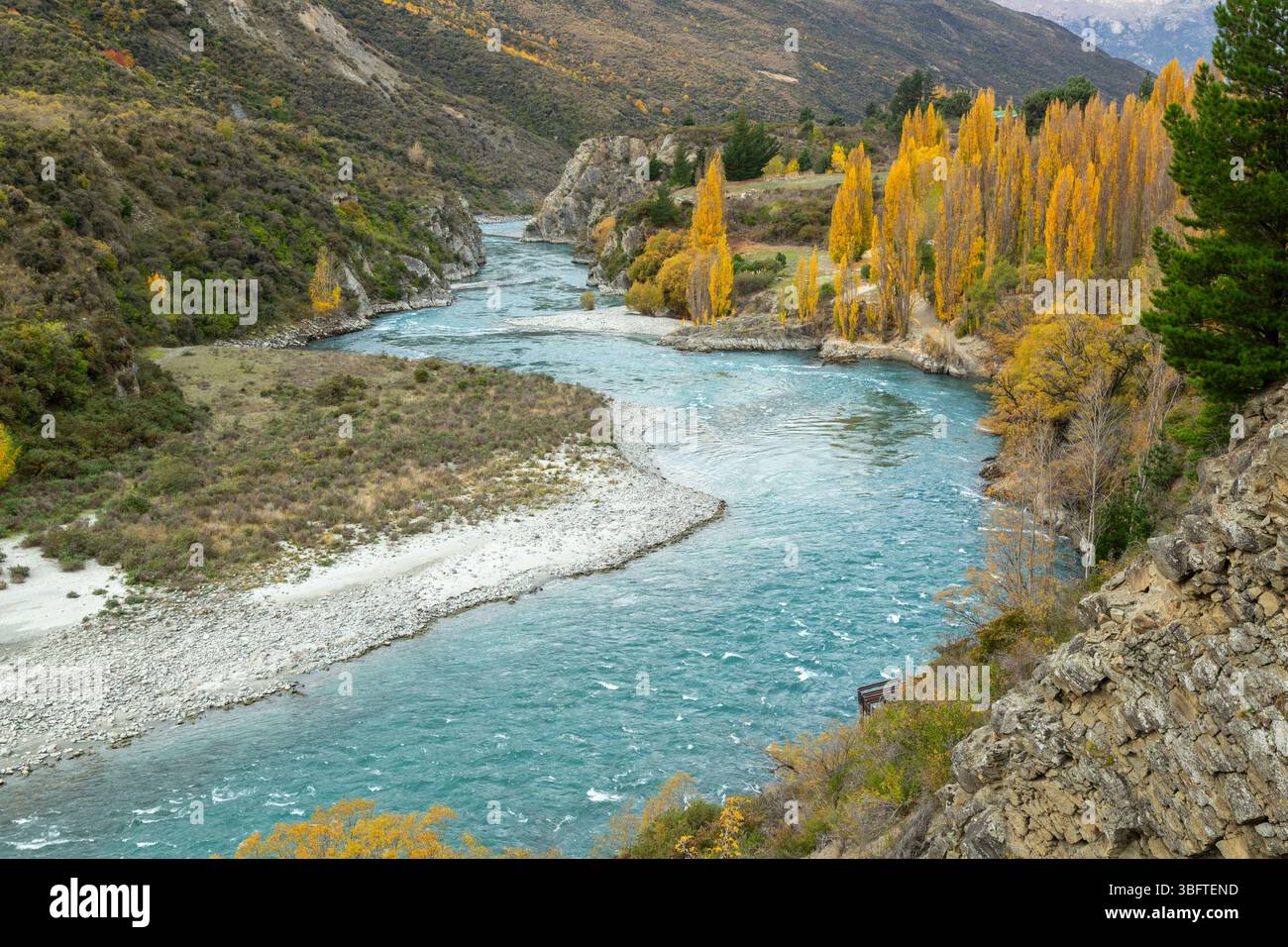Spaziergang auf dem Peregrine Loop Track an einem Herbsttag, Gibbston Valley, Queenstown, Neuseeland Stockfoto