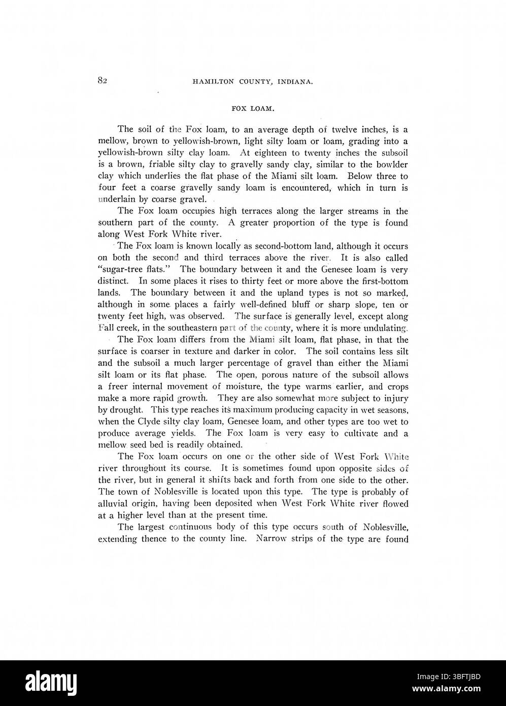 Seite 72 der 1915 illustrierten Geschichte des Hamilton County, Indiana, enthält biographische Skizzen und historische Details über die frühe Entwicklung des Countys. Stockfoto