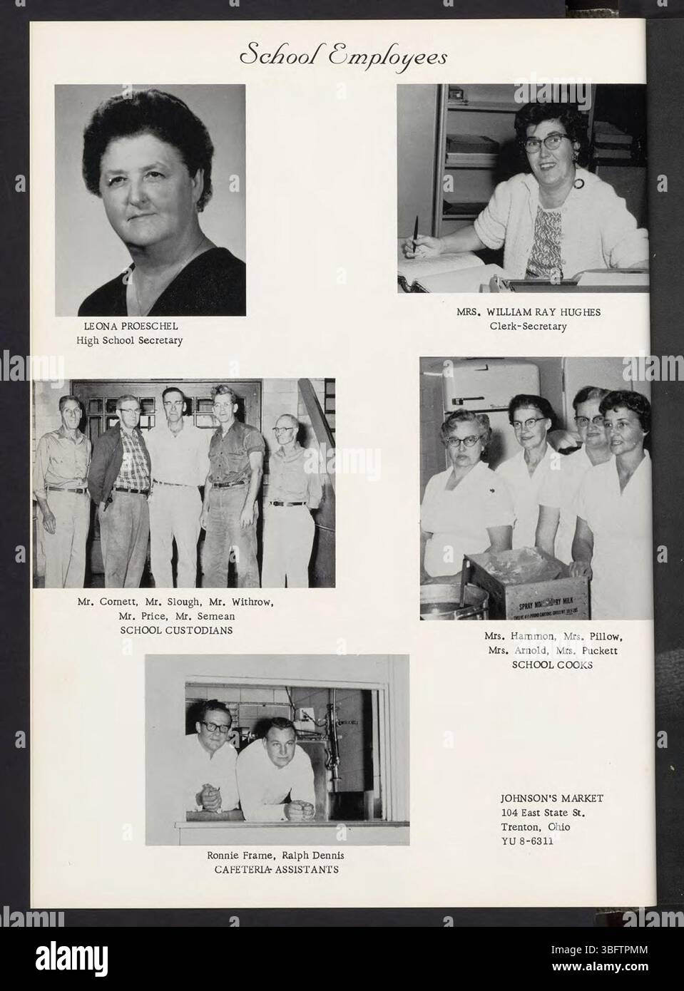 Seite 12 des Jahrbuchs 1962 *der Trojaner*, in dem verschiedene Schulaktivitäten, Schülerporträts und bedeutende Leistungen während des akademischen Jahres hervorgehoben werden. Stockfoto