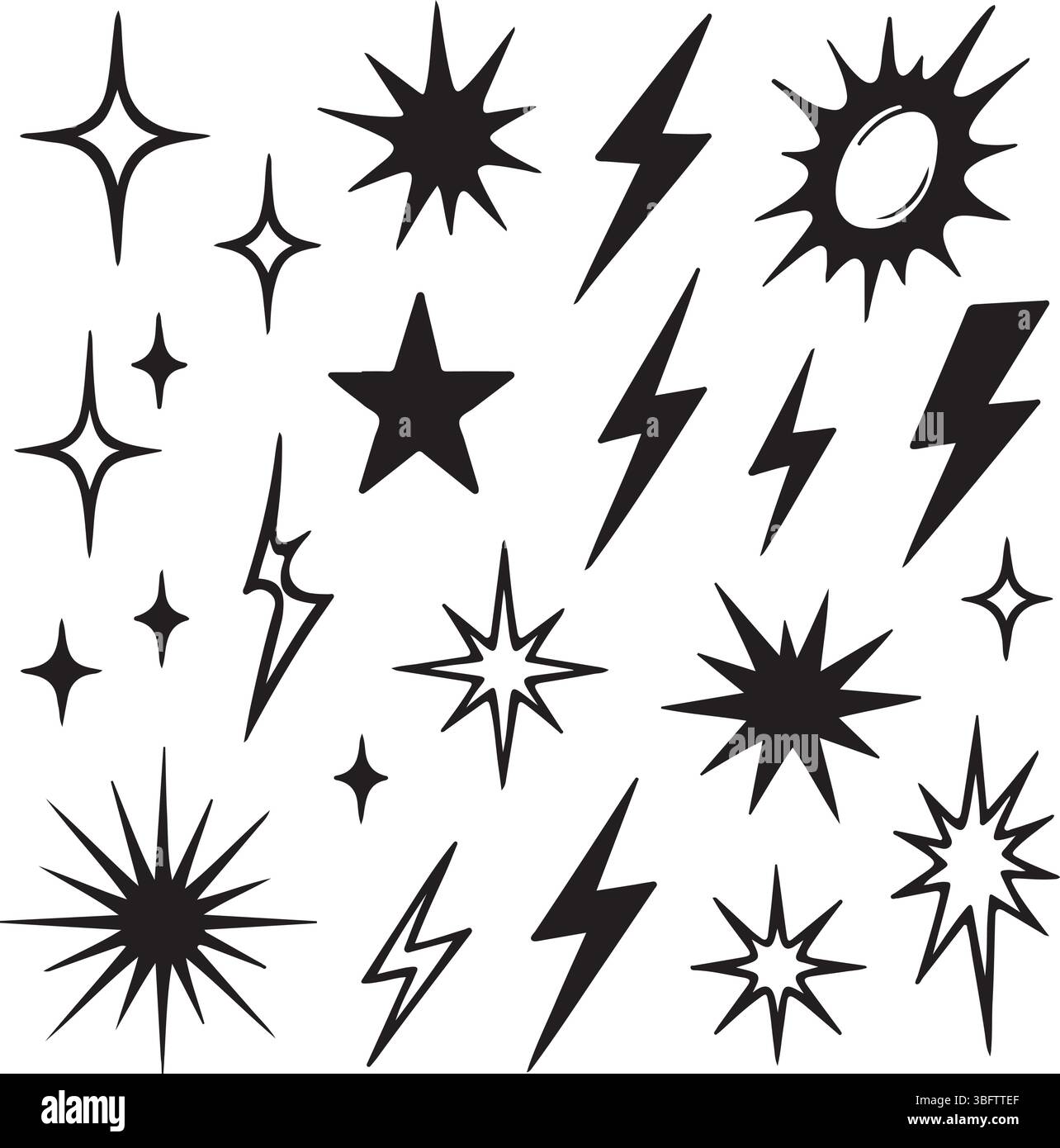 Retro Lightning Bolt Starburst Clipart-Paket Stock Vektor