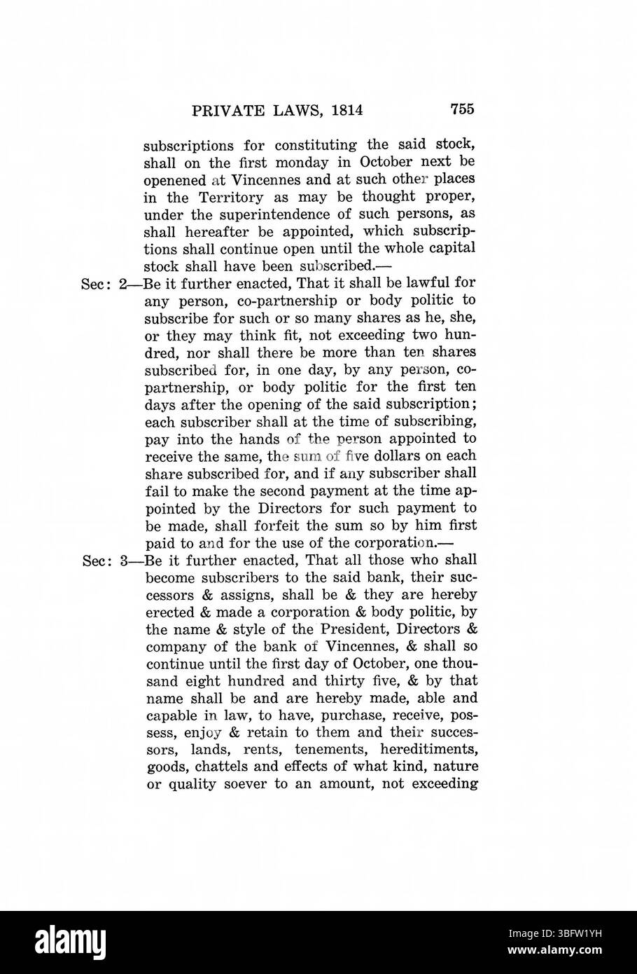 Diese Seite aus *The Laws of Indiana Territory, 1809-1816* bietet eine moderne Reproduktion von Originaltext und Titelseiten der Indiana Laws. Es enthält Anhang III, in dem territoriale Offiziere, Delegierte des Kongresses, Richter, Mitglieder der Generalversammlung, und Bezirksbeamte von 1800 bis 1816. Ein Vorwort von Gouverneur Paul V. McNutt sowie ein Index zur einfacheren Navigation sind enthalten. Stockfoto