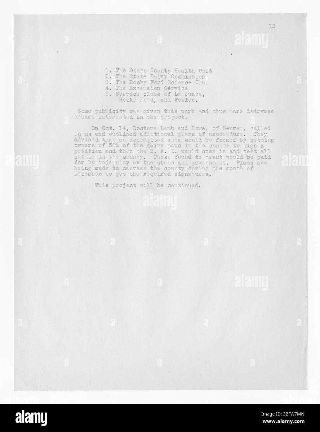 Seite 47 zeigt die Beteiligung von Landwirten an staatlich geförderten Erweiterungsaktivitäten und deren Ergebnisse im Otero County. Stockfoto