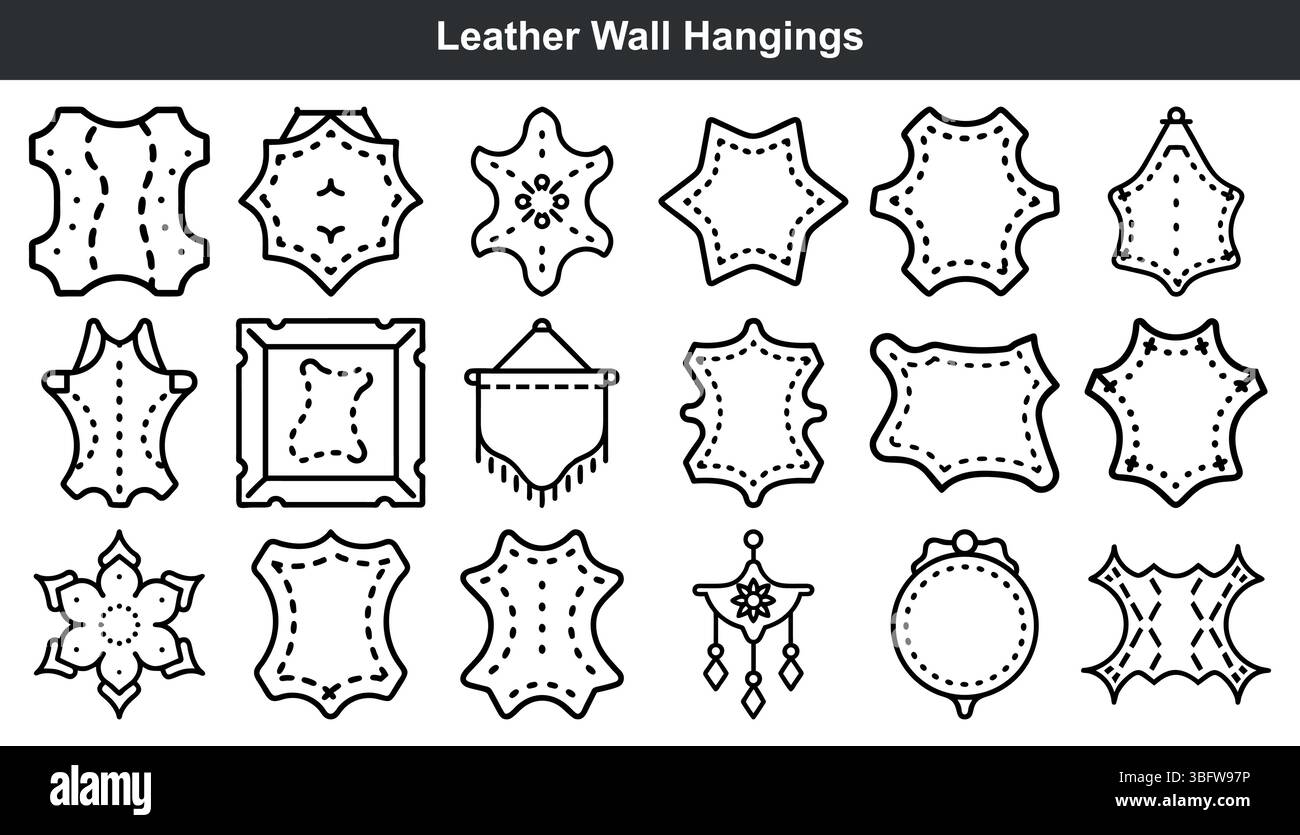 Wandbehänge aus Leder sind im rustikalen Boho-Stil eingerichtet Stock Vektor