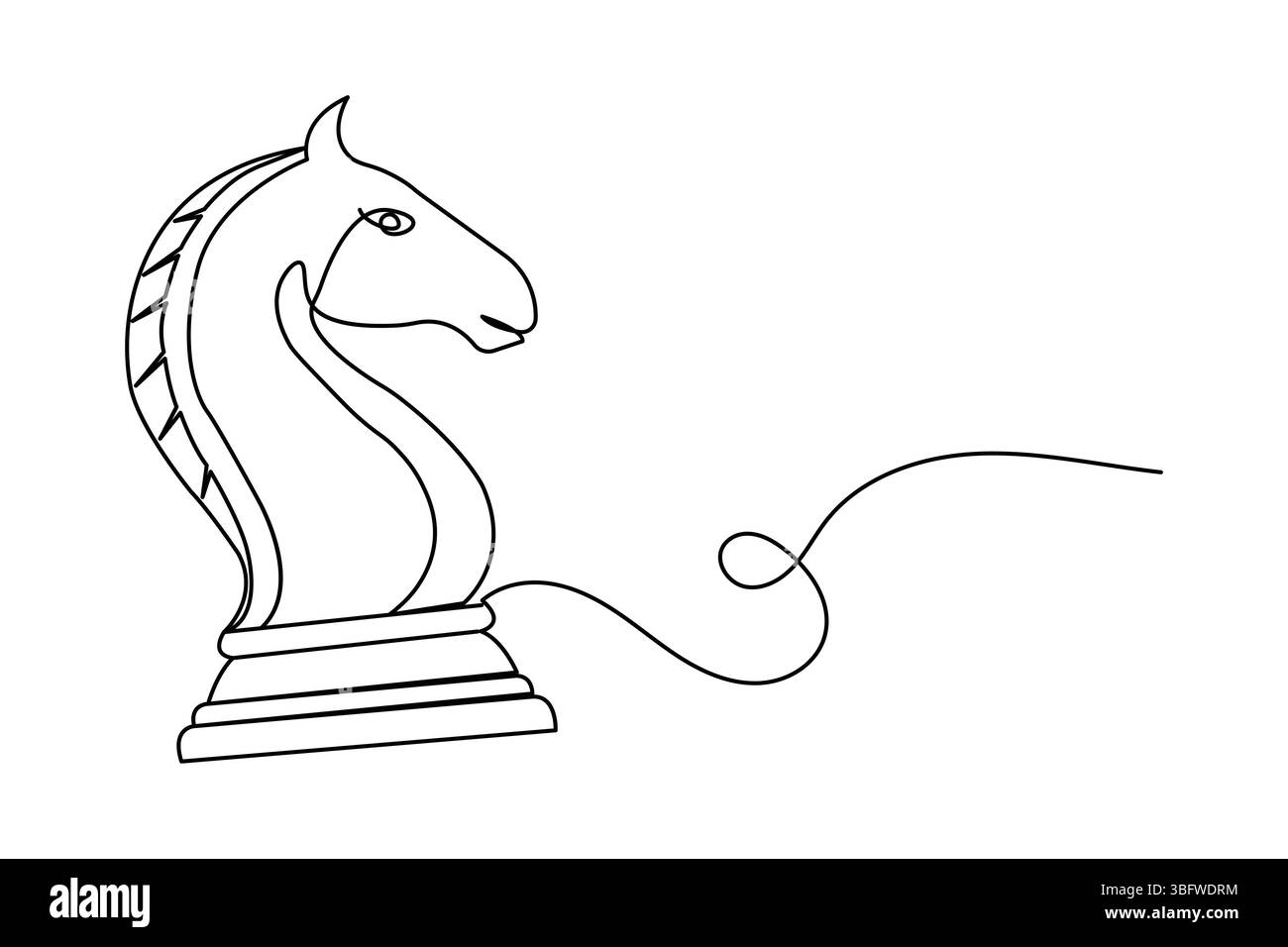 Einfache Illustration des Ritterschach-Vektors durchgehende einzeilige Kunstzeichnung Stock Vektor