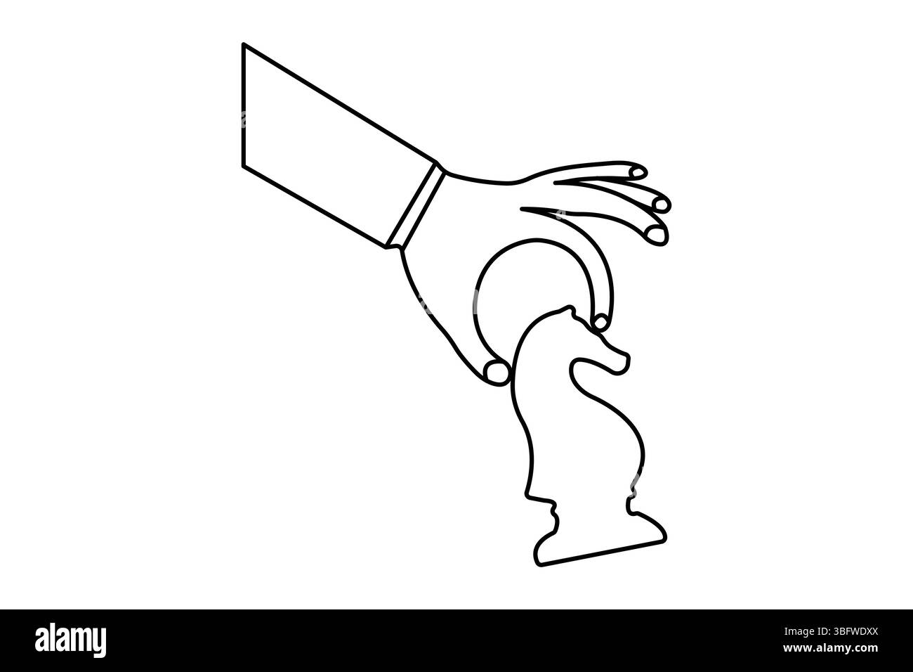 Einfache Illustration des Ritterschach-Vektors durchgehende einzeilige Kunstzeichnung Stock Vektor