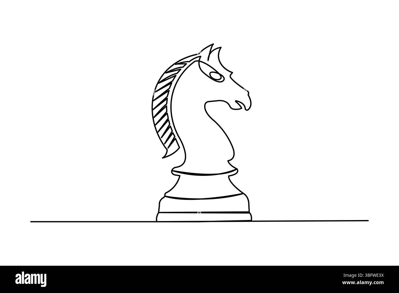 Einfache Illustration des Ritterschach-Vektors durchgehende einzeilige Kunstzeichnung Stock Vektor