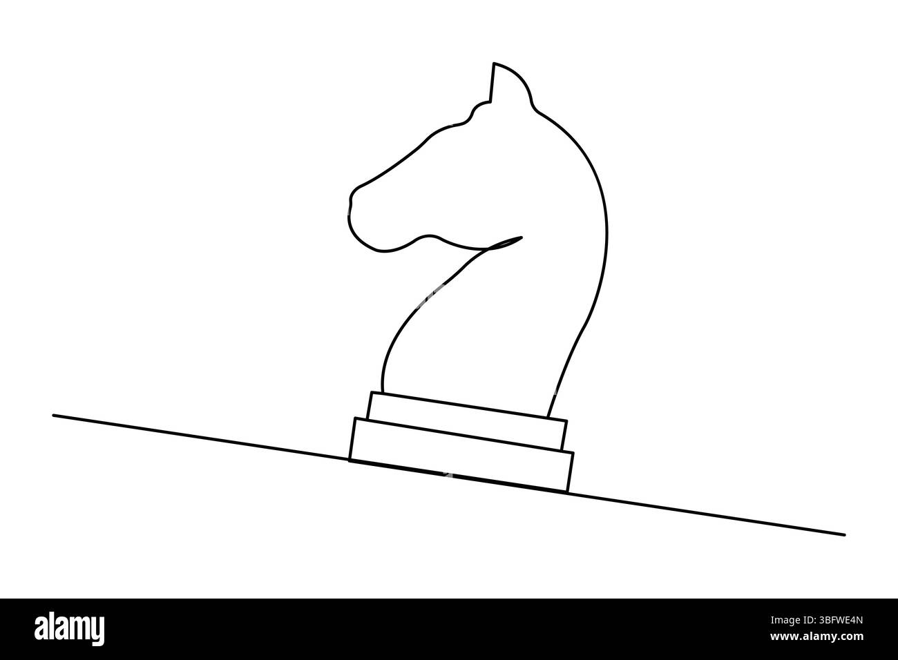 Einfache Illustration des Ritterschach-Vektors durchgehende einzeilige Kunstzeichnung Stock Vektor