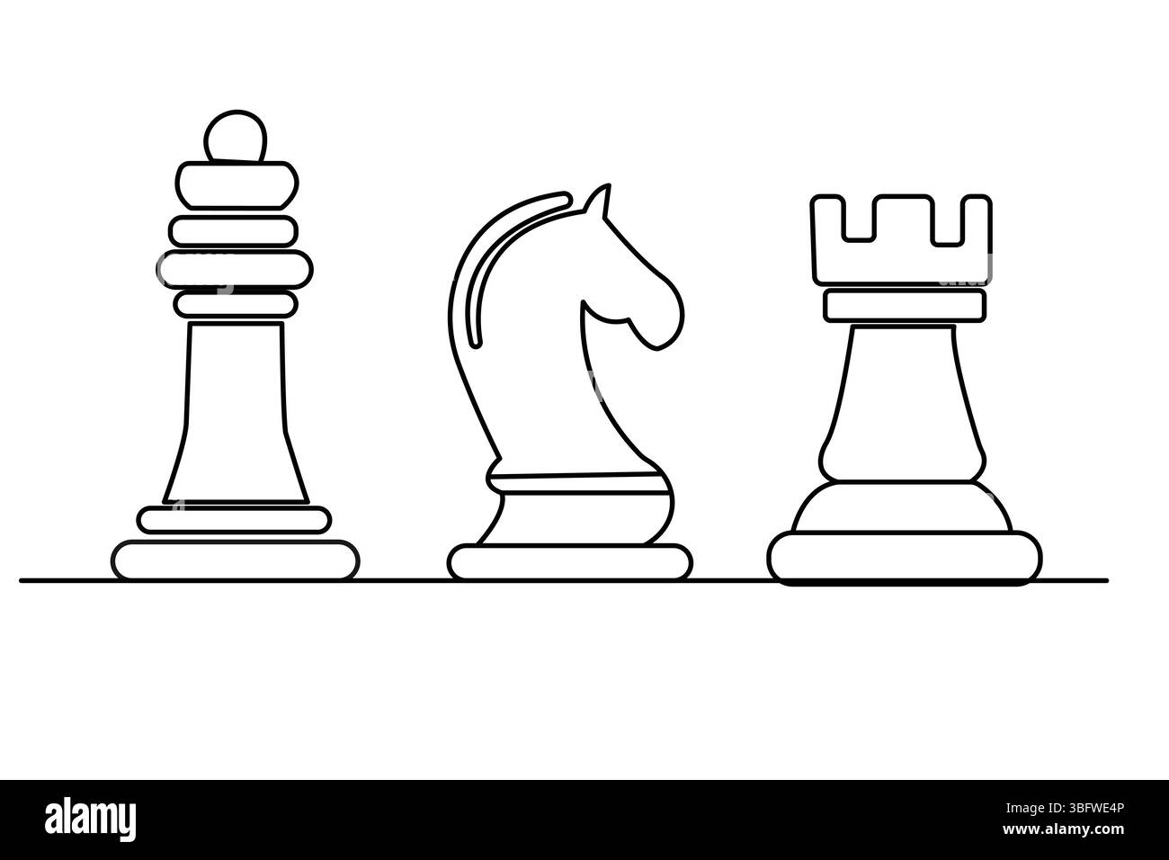 Einfache Illustration des Ritterschach-Vektors durchgehende einzeilige Kunstzeichnung Stock Vektor