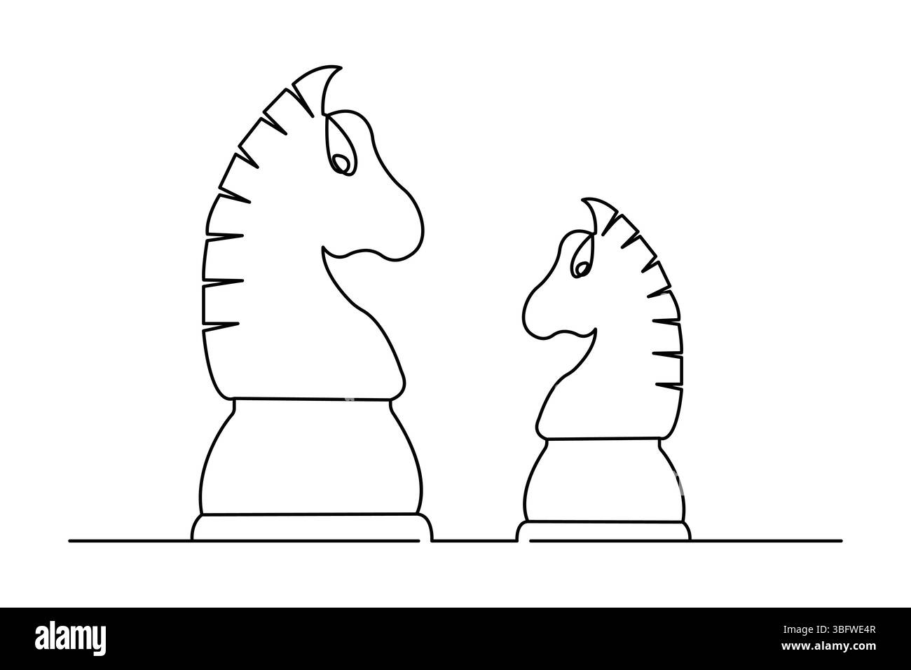 Einfache Illustration des Ritterschach-Vektors durchgehende einzeilige Kunstzeichnung Stock Vektor